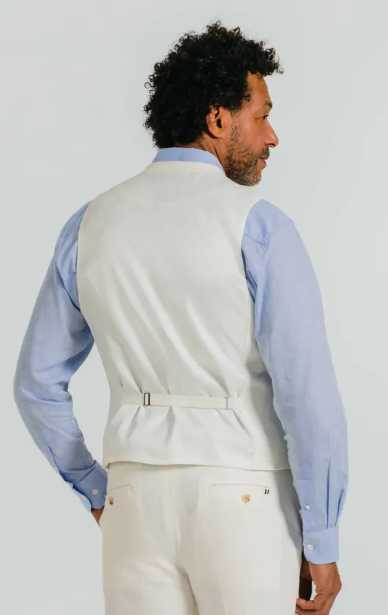 Gebroken wit linnen twill gilet - photo 2