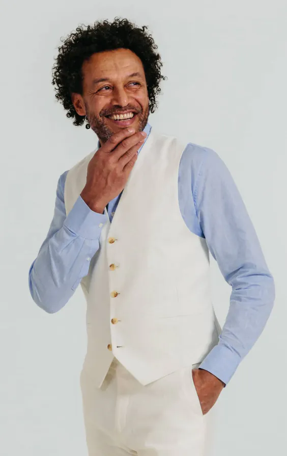 Gebroken wit linnen twill gilet