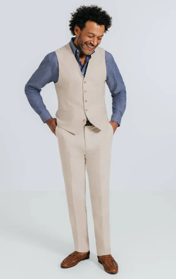 Havermout linnen visgraat gilet - photo 1