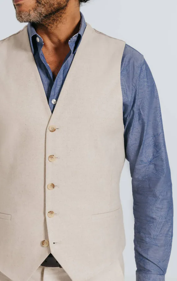 Havermout linnen visgraat gilet - photo 2