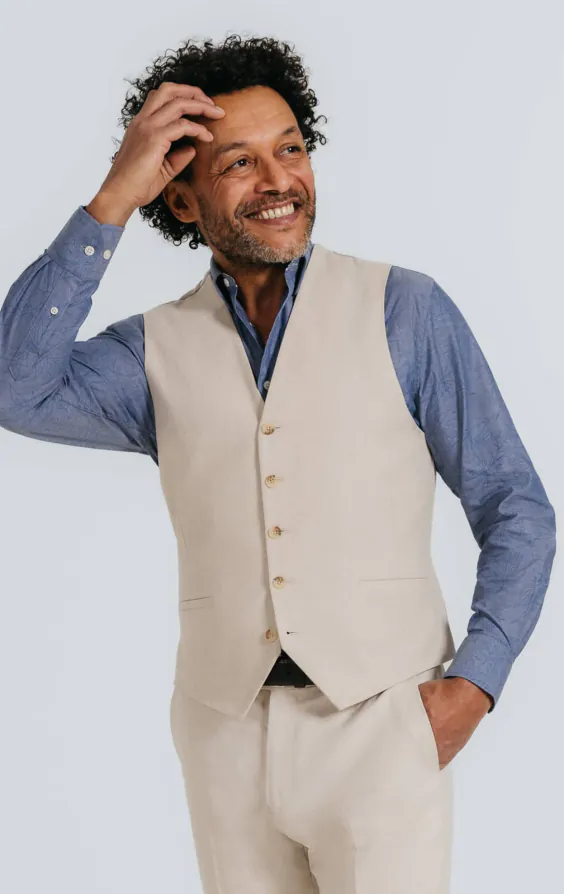 Havermout linnen visgraat gilet