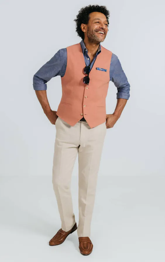Koraal linnen twill gilet - photo 1