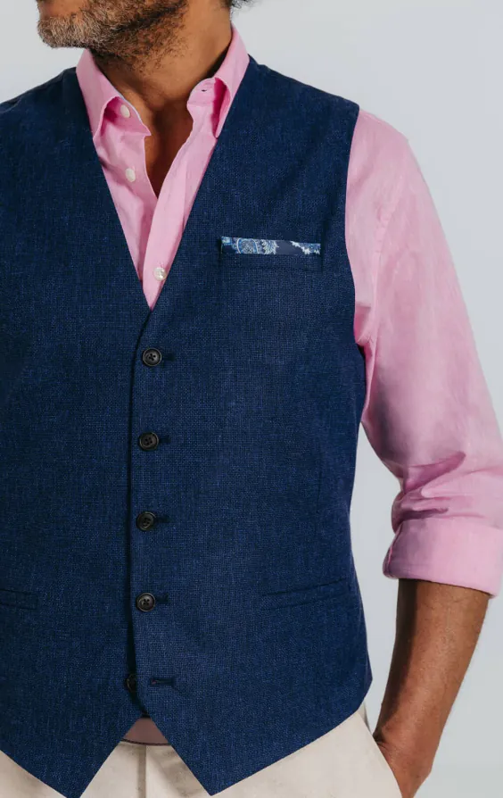 Marineblauw getextureerd gilet - photo 2