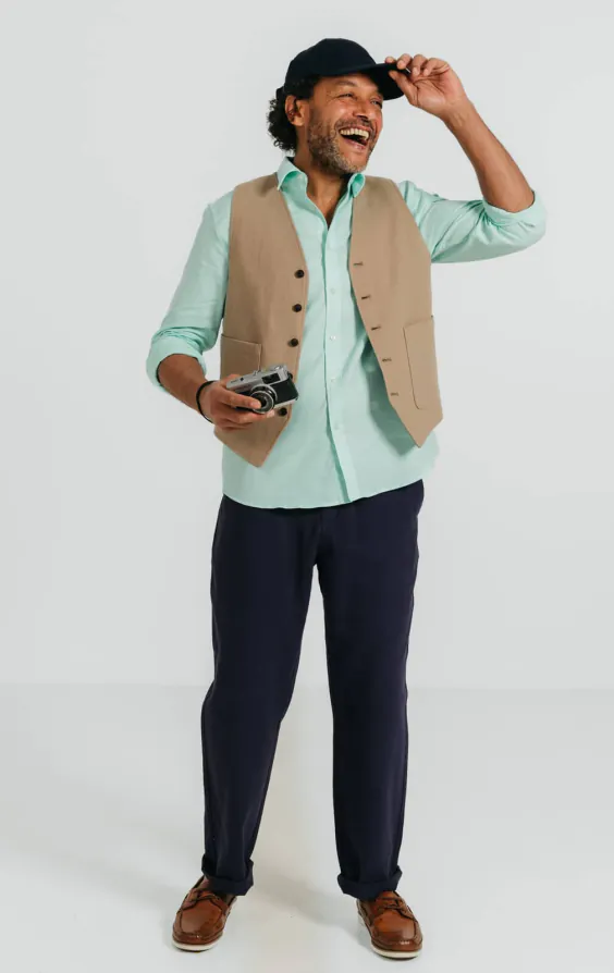 Tan linnen twill gilet - photo 1