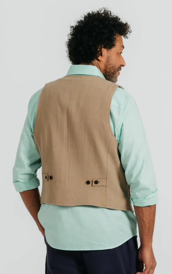 Tan linnen twill gilet - photo 3