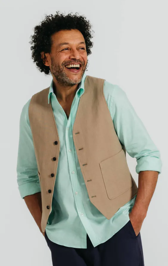 Tan linnen twill gilet