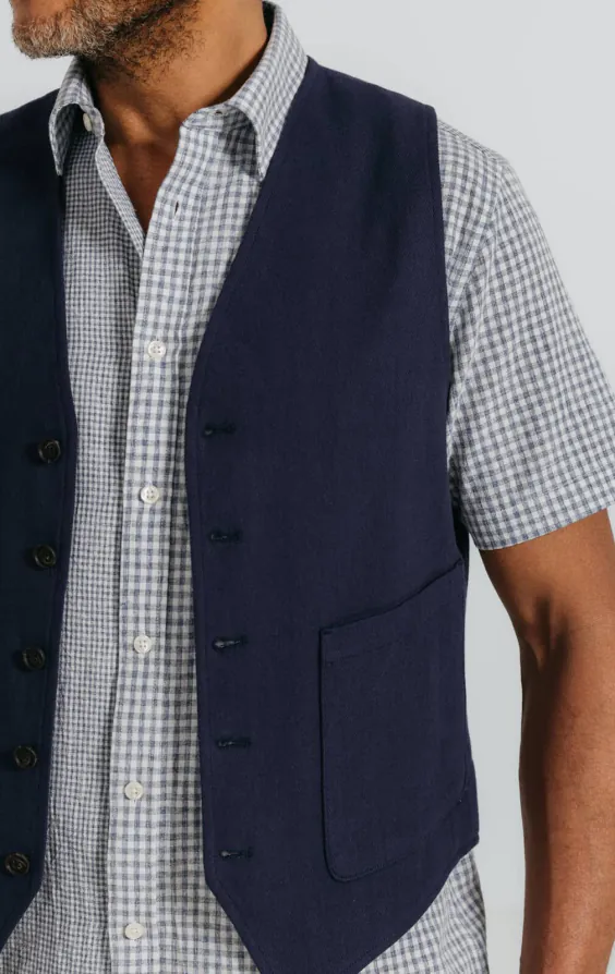Navy linnen twill gilet - photo 2