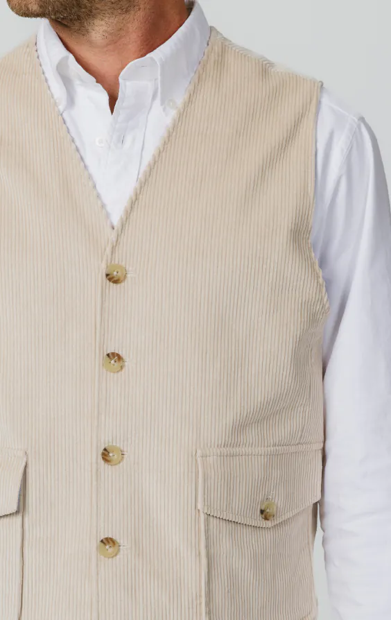 Beige corduroy gilet met opgezette zakken - photo 1