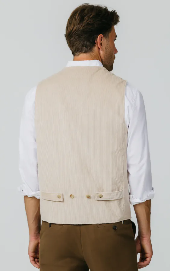 Beige corduroy gilet met opgezette zakken - photo 2