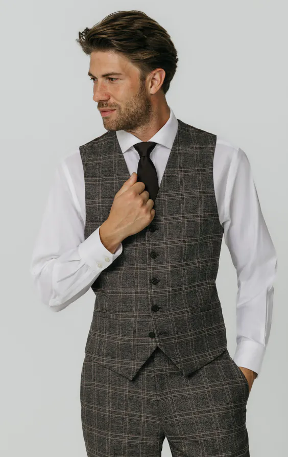 Bruin geruit gilet Bruin geruit gilet