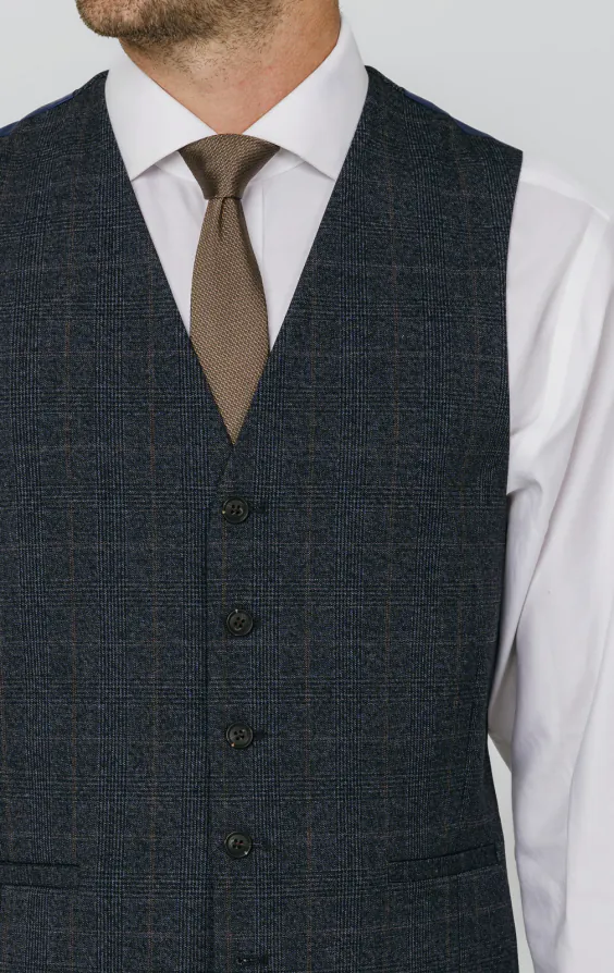 Navy met roest geruit gilet - photo 1 Navy met roest geruit gilet - photo 1