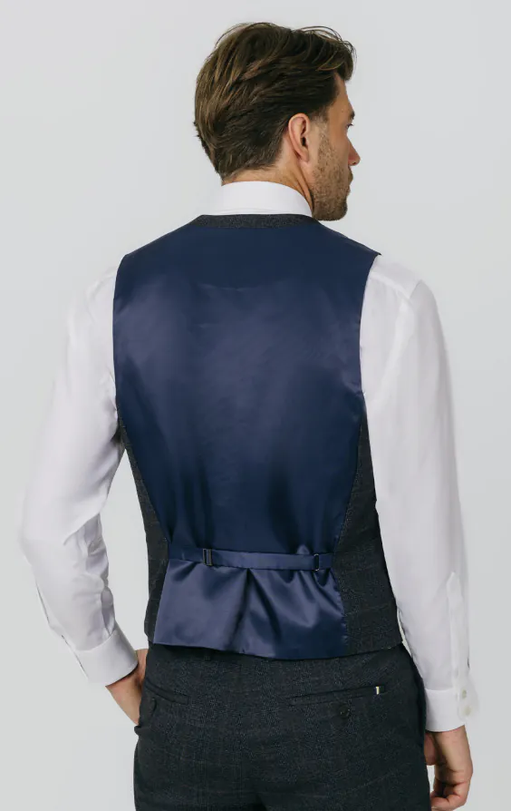 Navy met roest geruit gilet - photo 2 Navy met roest geruit gilet - photo 2