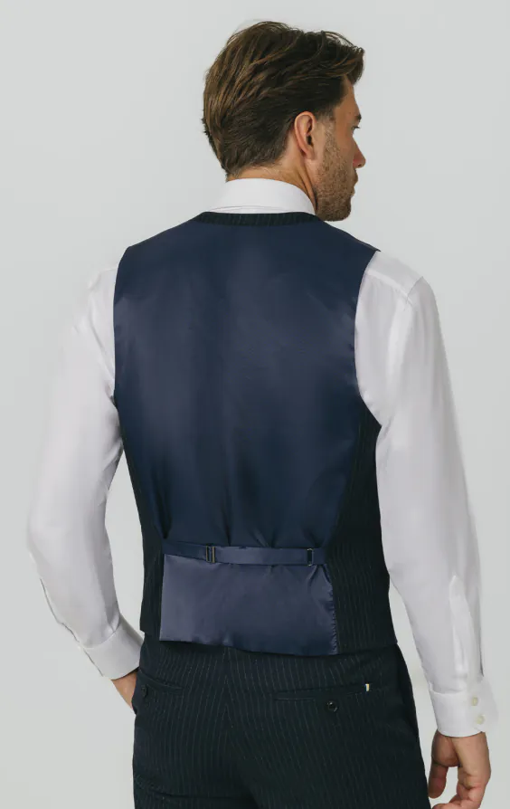 Marineblauw krijtstreep gilet - photo 2 Marineblauw krijtstreep gilet - photo 2