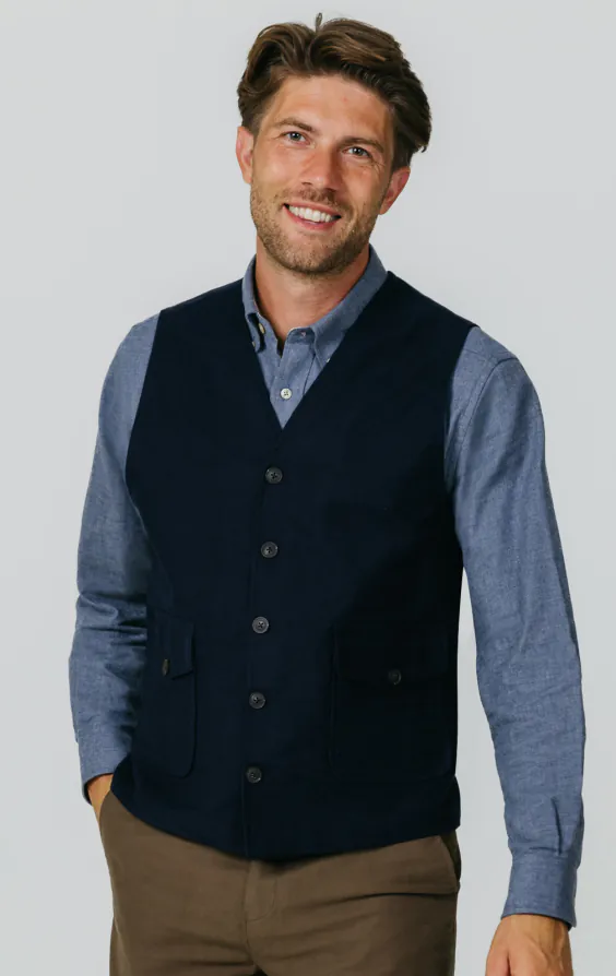 Marineblauw moleskin gilet Marineblauw moleskin gilet