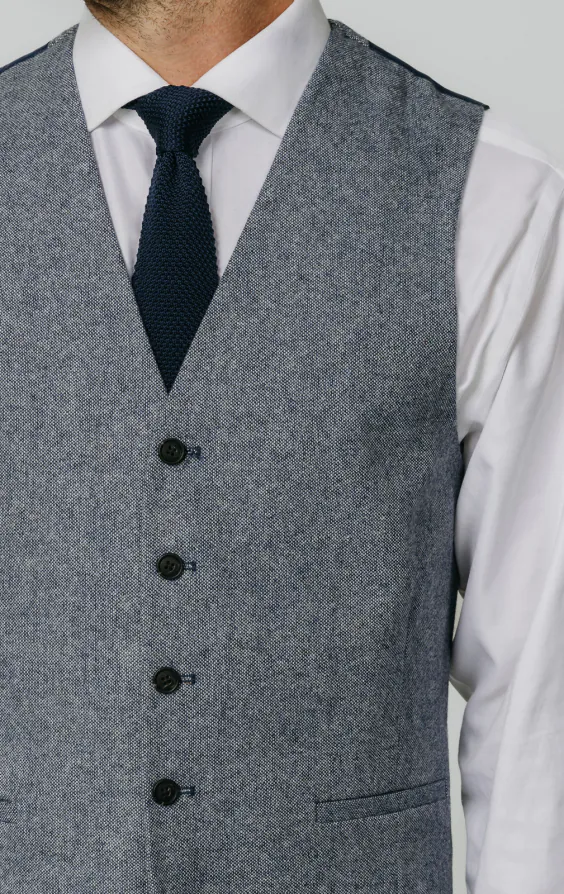 Blauw Donegal tweed gilet - photo 1 Blauw Donegal tweed gilet - photo 1