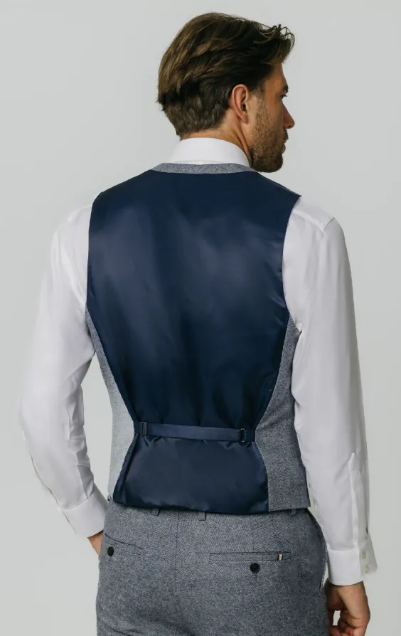 Blauw Donegal tweed gilet - photo 2 Blauw Donegal tweed gilet - photo 2