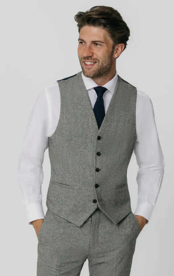 Licht grijs Donegal tweed gilet Licht grijs Donegal tweed gilet