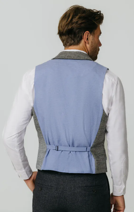 Zwart en crèmekleurig Prince of Wales geruite tweed gilet - photo 2 Zwart en crèmekleurig Prince of Wales geruite tweed gilet - photo 2