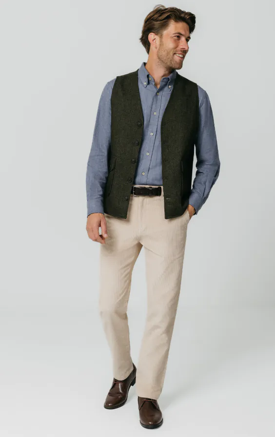 Groen visgraat tweed gilet met opgezette zakken - photo 1 Groen visgraat tweed gilet met opgezette zakken - photo 1