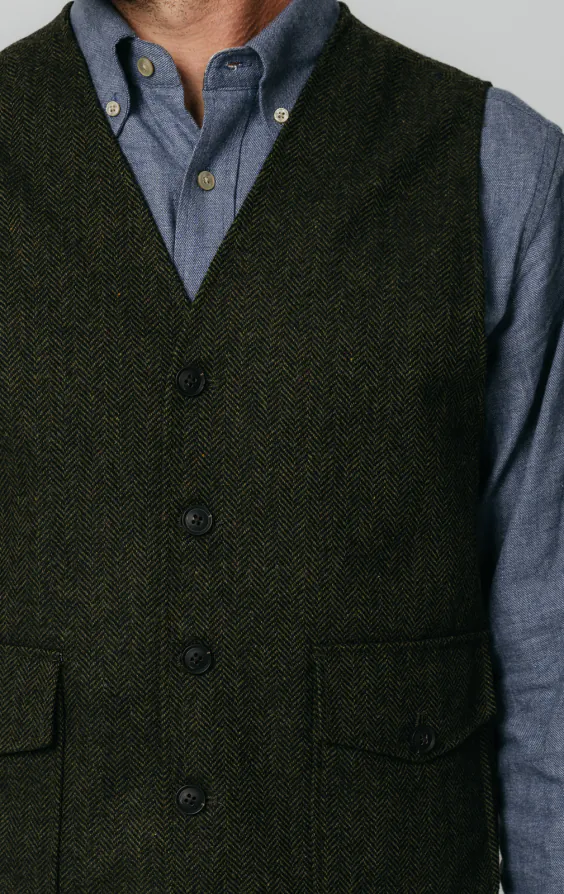 Groen visgraat tweed gilet met opgezette zakken - photo 2 Groen visgraat tweed gilet met opgezette zakken - photo 2