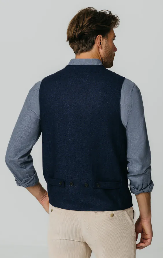 Marineblauw visgraat tweed gilet met opgezette zakken - photo 3 Marineblauw visgraat tweed gilet met opgezette zakken - photo 3