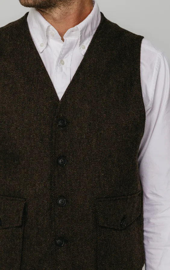 Bruin barleycorn tweed gilet met opgezette zakken - photo 2 Bruin barleycorn tweed gilet met opgezette zakken - photo 2