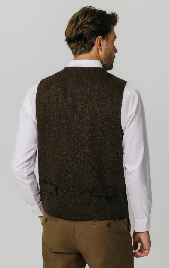 Bruin barleycorn tweed gilet met opgezette zakken - photo 3 Bruin barleycorn tweed gilet met opgezette zakken - photo 3