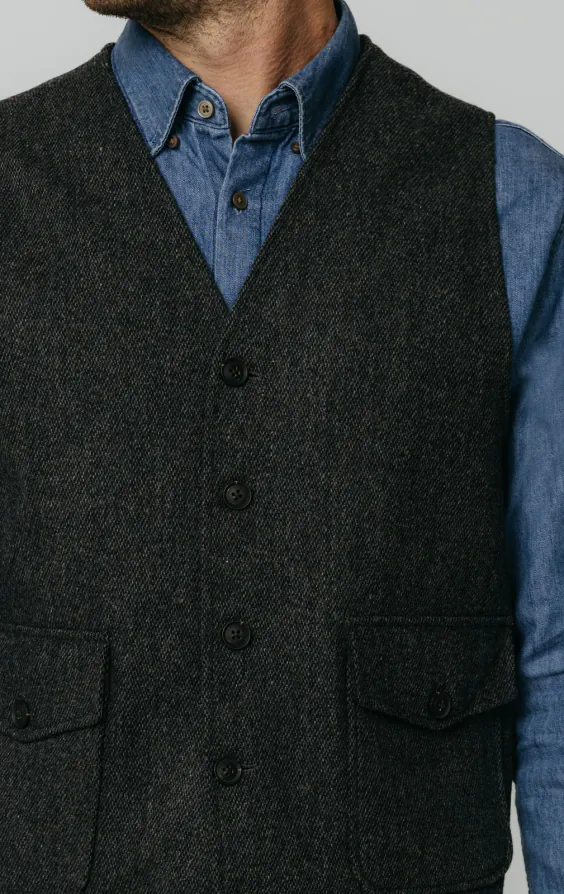 Grijs barleycorn tweed gilet met opgezette zakken - photo 1 Grijs barleycorn tweed gilet met opgezette zakken - photo 1