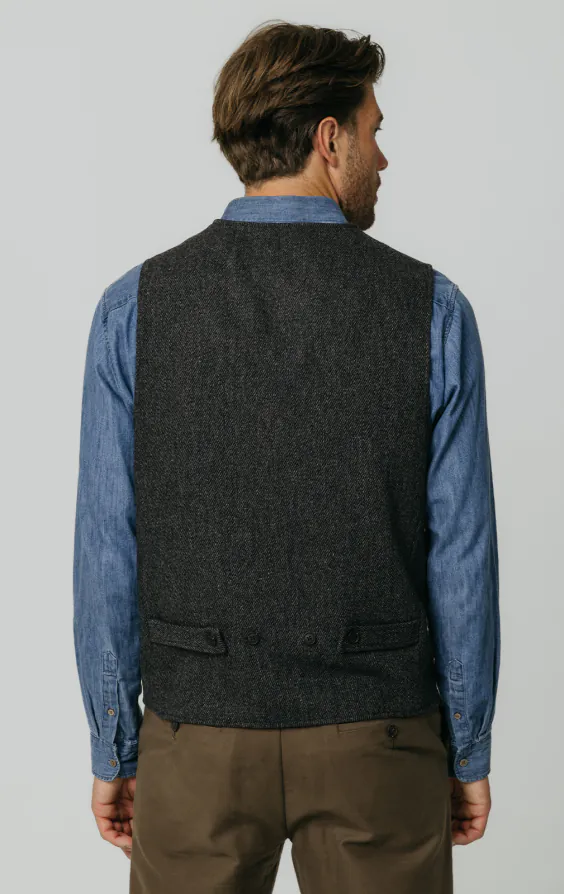 Grijs barleycorn tweed gilet met opgezette zakken - photo 3 Grijs barleycorn tweed gilet met opgezette zakken - photo 3