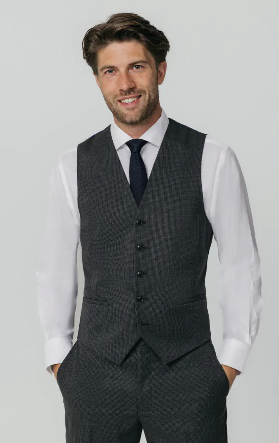 Charcoal Puppytooth geruit gilet