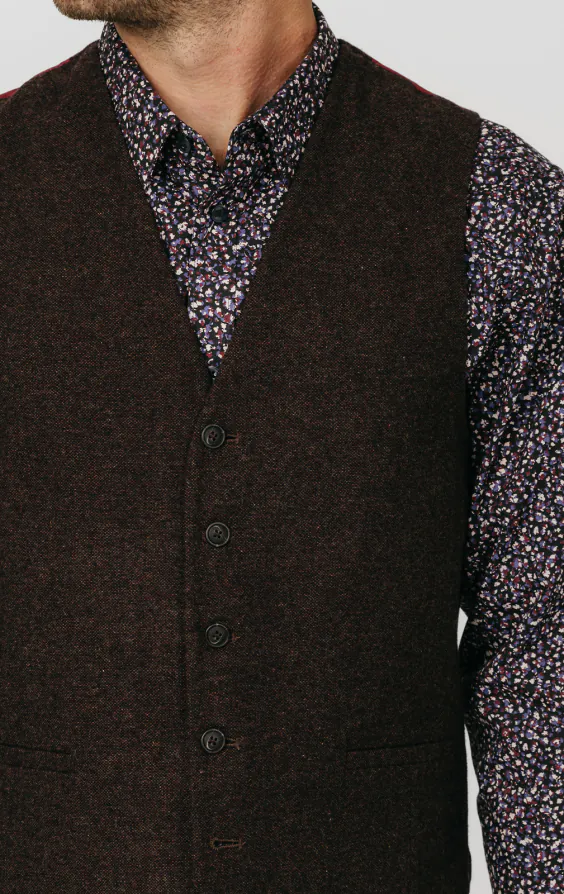 Bordeaux rood donegal tweed gilet - photo 1 Bordeaux rood donegal tweed gilet - photo 1