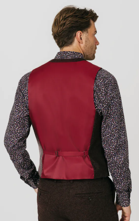 Bordeaux rood donegal tweed gilet - photo 2 Bordeaux rood donegal tweed gilet - photo 2
