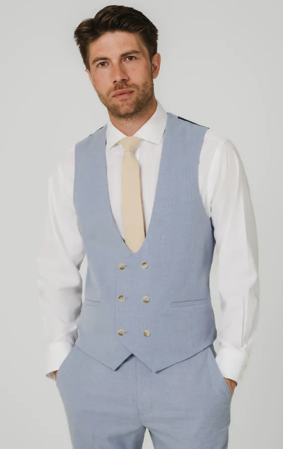 Lichtblauw hopsack gilet Lichtblauw hopsack gilet