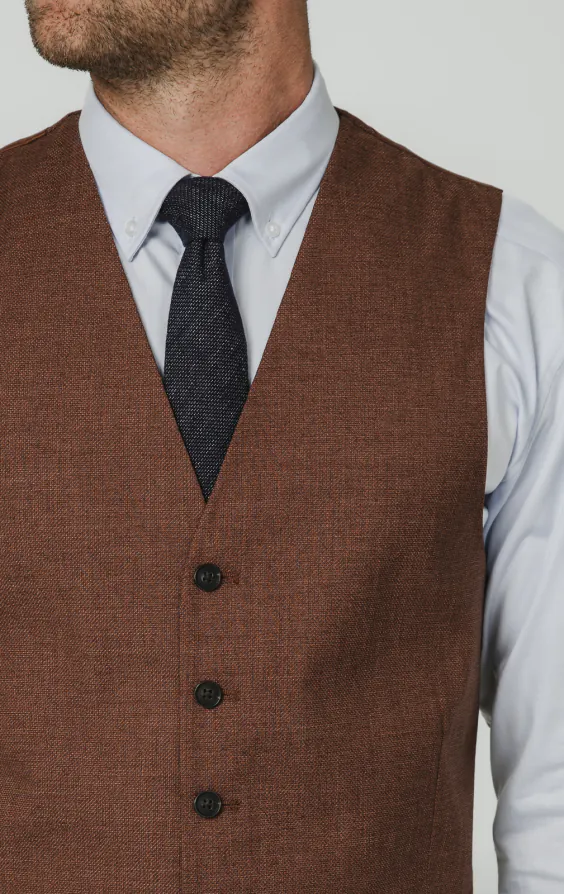 Roestbruin getextureerd geweven gilet - photo 1