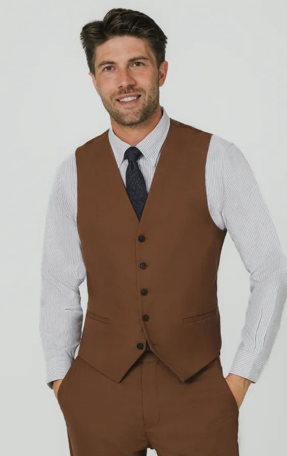 Mid-bruin twill gilet Mid-bruin twill gilet
