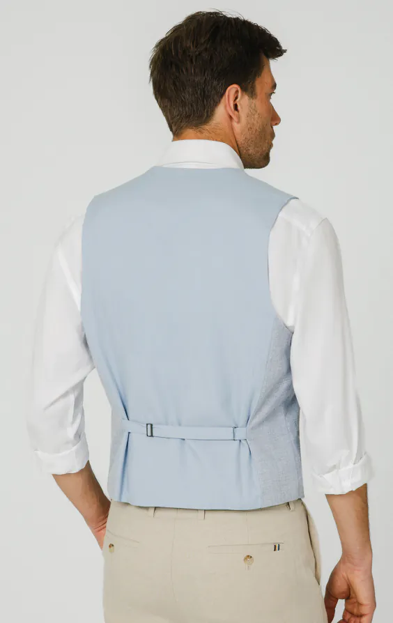 Lichtblauw getextureerd geweven gilet - photo 2 Lichtblauw getextureerd geweven gilet - photo 2