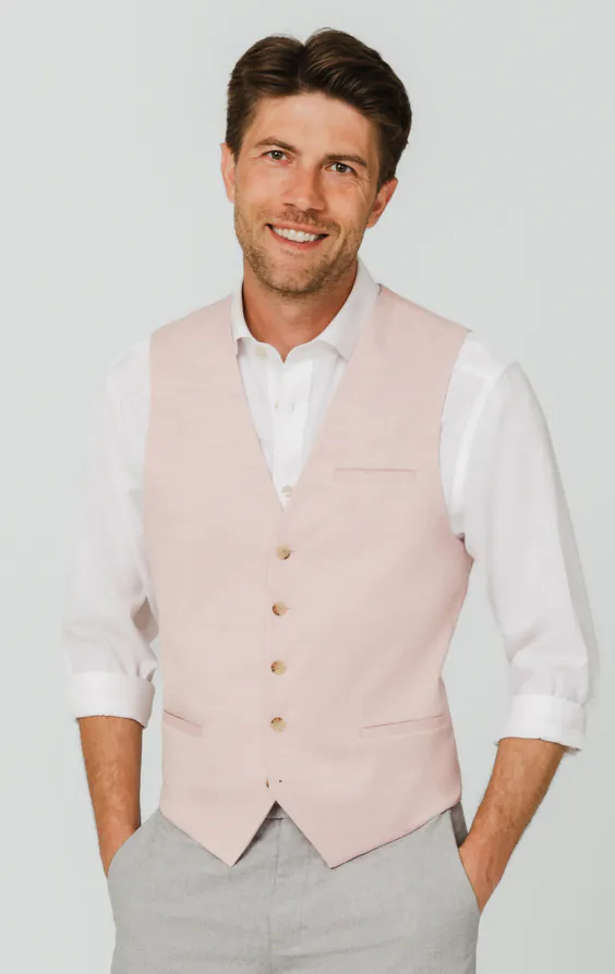 Lichtroze getextureerd geweven gilet Lichtroze getextureerd geweven gilet