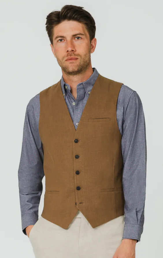 Middenbruin ramie gilet Middenbruin ramie gilet