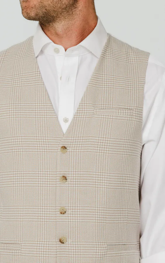 Beige Prince of Wales geruit gilet - photo 1 Beige Prince of Wales geruit gilet - photo 1