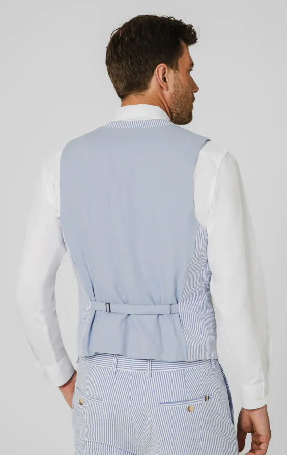 Blauw-wit seersucker gilet - photo 2