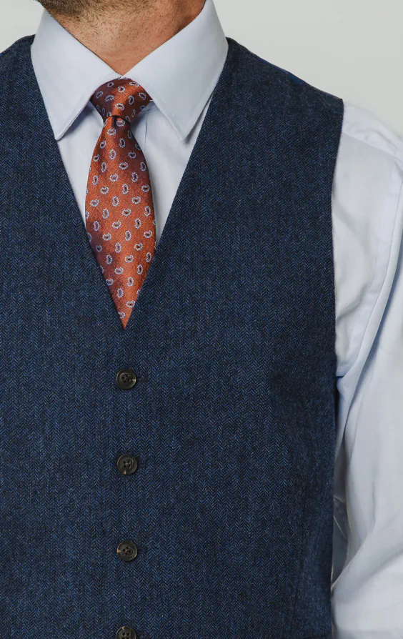 Blauw visgraat tweed gilet - photo 1 Blauw visgraat tweed gilet - photo 1