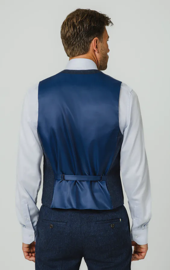 Blauw visgraat tweed gilet - photo 2 Blauw visgraat tweed gilet - photo 2