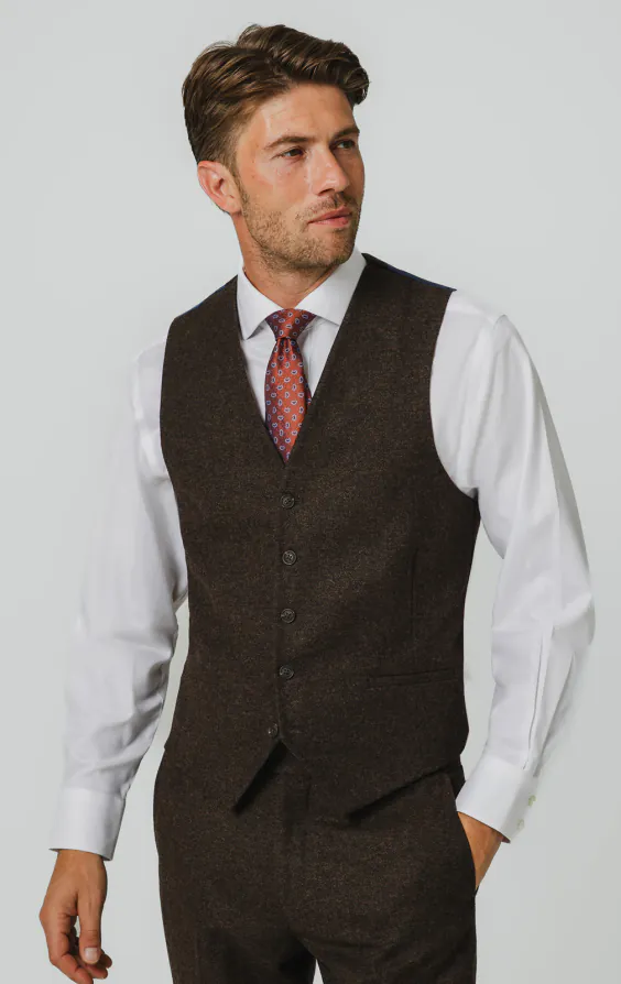 Donkerbruin Donegal tweed gilet