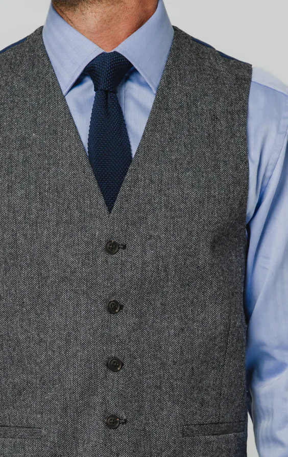 Grijs visgraat tweed gilet - photo 1 Grijs visgraat tweed gilet - photo 1