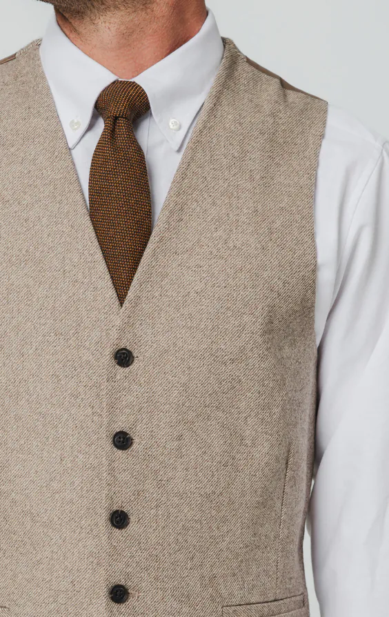 Camel bruin twill tweed gilet - photo 1 Camel bruin twill tweed gilet - photo 1