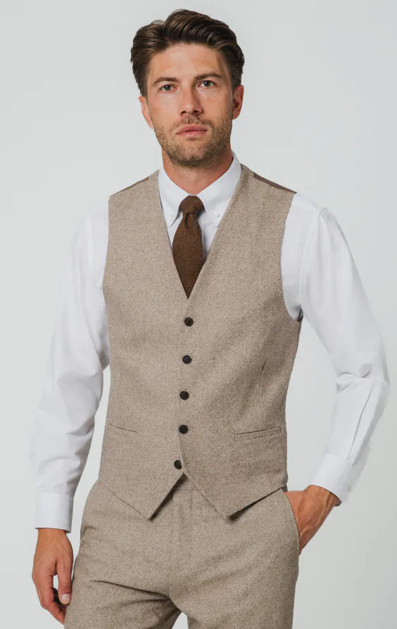 Camel bruin twill tweed gilet Camel bruin twill tweed gilet