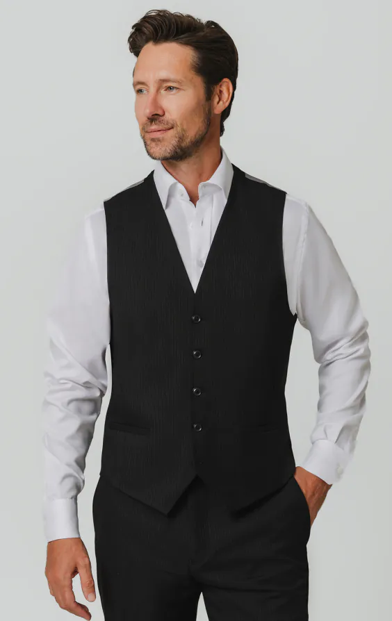 Zwart krijtstreep gilet Zwart krijtstreep gilet