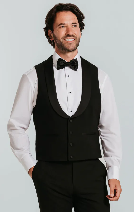 Zwarte smoking gilet met sjaalkraag Zwarte smoking gilet met sjaalkraag