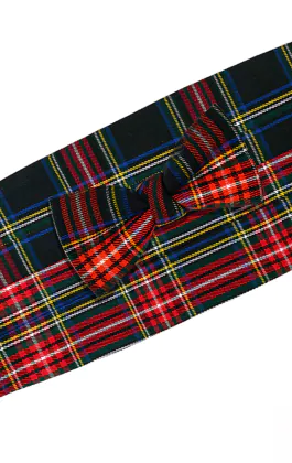 Navy tartan ruit cumberband en voor-gestrikte strik set