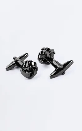 Gunmetal grijze knoop manchetknopen